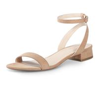 Ankis Black Nude White Red Women Sandals Comfortable Walking Strappy Open Toe Sandals for Women Dressy Summer 1 Inch Low block Heel Flat Adjustable Ankle Strap Wide Available Shoes 2024, Brown Suede