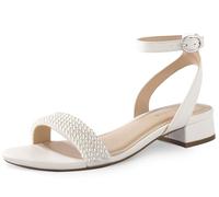 Ankis Black Nude White Red Women Sandals Comfortable Walking Strappy Open Toe Sandals for Women Dressy Summer 1 Inch Low block Heel Flat Adjustable Ankle Strap Wide Available Shoes 2024, White Pearl,