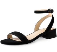 Ankis Black Nude White Red Women Sandals Comfortable Walking Strappy Open Toe Sandals for Women Dressy Summer 1 Inch Low block Heel Flat Adjustable Ankle Strap Wide Available Shoes 2025, Black Nubuck