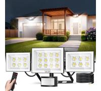Ankishi 100W Security Lights Outdoor Motion Sensor 6500K 10000LM PIR Floodlights Outdoor Daylight White 6500K 4 Modes IP66 Waterproof Outside Wall Light for Garage Garden Hallway Backyard