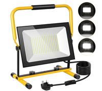 Ankishi 200W Work Light,Portable Floodlight Adjustable Brightness,20000LM LED Work Light Mains Powered,6500K Job Site Lighting IP66 with Plug,9.8ft Cord and Switch for Construction Garage Workshop