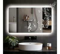 Ankishi 50x70cm Square Bathroom Mirror with Bluetooth & Anti-Fog, Dimmable Wall-Mounted Vanity Mirror, 3 Color Lights, IP54 Waterproof, Memory Function, HD Tempered Glass(sanding)