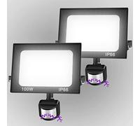 Ankishi Security Lights Outdoor Motion Sensor, 2 Pack 100W LED Floodlight with Pir Sensor, 10000 Lumen Outside Lights with Sensor, IP66 External Sensor Lights Mains Powered, Daylight White Spotlight