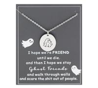 Ankiyabe Best Friend Gift Ghost Necklace with Card I Hope We're Friends Until We Die Funny Friendship Gift for Bestie BFF Sister, Standard, Stainless Steel, No Gemstone