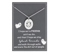 Ankiyabe Best Friend Gift Ghost Necklace with Card I Hope We're Friends Until We Die Funny Friendship Gift for Bestie BFF Sister, Standard, Stainless Steel, No Gemstone