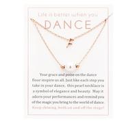Ankiyabe Dance Team Gifts Layered Initial Pearl Necklace Tiny A-Z Letter Pendant Choker Gift for Dancer Life is Better When You Dance Card, Standard, Stainless Steel, No Gemstone