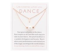 Ankiyabe Dance Team Gifts Layered Initial Pearl Necklace Tiny A-Z Letter Pendant Choker Gift for Dancer Life is Better When You Dance Card, Standard, Stainless Steel, No Gemstone