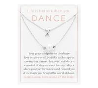 Ankiyabe Dance Team Gifts Layered Initial Pearl Necklace Tiny A-Z Letter Pendant Choker Gift for Dancer Life is Better When You Dance Card, Standard, Stainless Steel, No Gemstone
