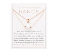 Ankiyabe Dance Team Gifts Layered Initial Pearl Necklace Tiny A-Z Letter Pendant Choker Gift for Dancer Life is Better When You Dance Card, Standard, Stainless Steel, No Gemstone