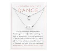 Ankiyabe Dance Team Gifts Layered Initial Pearl Necklace Tiny A-Z Letter Pendant Choker Gift for Dancer Life is Better When You Dance Card, Standard, Stainless Steel, No Gemstone