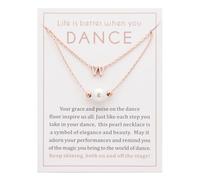 Ankiyabe Dance Team Gifts Layered Initial Pearl Necklace Tiny A-Z Letter Pendant Choker Gift for Dancer Life is Better When You Dance Card, Standard, Stainless Steel, No Gemstone
