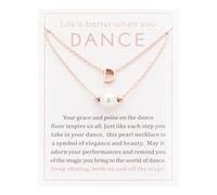 Ankiyabe Dance Team Gifts Layered Initial Pearl Necklace Tiny A-Z Letter Pendant Choker Gift for Dancer Life is Better When You Dance Card, Standard, Stainless Steel, No Gemstone