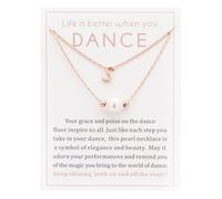 Ankiyabe Dance Team Gifts Layered Initial Pearl Necklace Tiny A-Z Letter Pendant Choker Gift for Dancer Life is Better When You Dance Card, Standard, Stainless Steel, No Gemstone