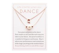 Ankiyabe Dance Team Gifts Layered Initial Pearl Necklace Tiny A-Z Letter Pendant Choker Gift for Dancer Life is Better When You Dance Card, Standard, Stainless Steel, No Gemstone