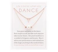 Ankiyabe Dance Team Gifts Layered Initial Pearl Necklace Tiny A-Z Letter Pendant Choker Gift for Dancer Life is Better When You Dance Card, Standard, Stainless Steel, No Gemstone