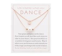 Ankiyabe Dance Team Gifts Layered Initial Pearl Necklace Tiny A-Z Letter Pendant Choker Gift for Dancer Life is Better When You Dance Card, Standard, Stainless Steel, No Gemstone