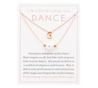 Ankiyabe Dance Team Gifts Layered Initial Pearl Necklace Tiny A-Z Letter Pendant Choker Gift for Dancer Life is Better When You Dance Card, Standard, Stainless Steel, No Gemstone