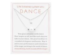 Ankiyabe Dance Team Gifts Layered Initial Pearl Necklace Tiny A-Z Letter Pendant Choker Gift for Dancer Life is Better When You Dance Card, Standard, Stainless Steel, No Gemstone