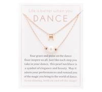Ankiyabe Dance Team Gifts Layered Initial Pearl Necklace Tiny A-Z Letter Pendant Choker Gift for Dancer Life is Better When You Dance Card, Standard, Stainless Steel, No Gemstone
