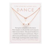 Ankiyabe Dance Team Gifts Layered Initial Pearl Necklace Tiny A-Z Letter Pendant Choker Gift for Dancer Life is Better When You Dance Card, Standard, Stainless Steel, No Gemstone