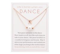 Ankiyabe Dance Team Gifts Layered Initial Pearl Necklace Tiny A-Z Letter Pendant Choker Gift for Dancer Life is Better When You Dance Card, Standard, Stainless Steel, No Gemstone