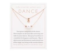 Ankiyabe Dance Team Gifts Layered Initial Pearl Necklace Tiny A-Z Letter Pendant Choker Gift for Dancer Life is Better When You Dance Card, Standard, Stainless Steel, No Gemstone