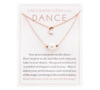 Ankiyabe Dance Team Gifts Layered Initial Pearl Necklace Tiny A-Z Letter Pendant Choker Gift for Dancer Life is Better When You Dance Card, Standard, Stainless Steel, No Gemstone