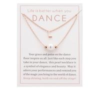 Ankiyabe Dance Team Gifts Layered Initial Pearl Necklace Tiny A-Z Letter Pendant Choker Gift for Dancer Life is Better When You Dance Card, Standard, Stainless Steel, No Gemstone