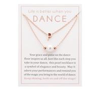 Ankiyabe Dance Team Gifts Layered Initial Pearl Necklace Tiny A-Z Letter Pendant Choker Gift for Dancer Life is Better When You Dance Card, Standard, Stainless Steel, No Gemstone