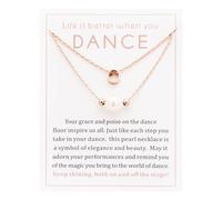 Ankiyabe Dance Team Gifts Layered Initial Pearl Necklace Tiny A-Z Letter Pendant Choker Gift for Dancer Life is Better When You Dance Card, Standard, Stainless Steel, No Gemstone