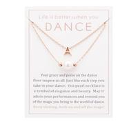 Ankiyabe Dance Team Gifts Layered Initial Pearl Necklace Tiny A-Z Letter Pendant Choker Gift for Dancer Life is Better When You Dance Card, Standard, Stainless Steel, No Gemstone