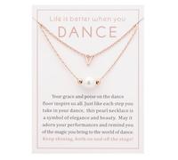 Ankiyabe Dance Team Gifts Layered Initial Pearl Necklace Tiny A-Z Letter Pendant Choker Gift for Dancer Life is Better When You Dance Card, Standard, Stainless Steel, No Gemstone