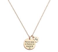 Ankiyabe Dancer Gift Never Miss a Chance to Dance Inspirational Dancer Initial Necklace for Teen Women, Stainless Steel, No Gemstone