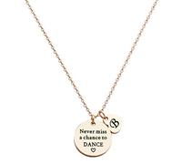 Ankiyabe Dancer Gift Never Miss a Chance to Dance Inspirational Dancer Initial Necklace for Women, Standard, Stainless Steel, No Gemstone