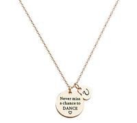 Ankiyabe Dancer Gift Never Miss a Chance to Dance Inspirational Dancer Initial Necklace for Women, Standard, Stainless Steel, No Gemstone