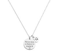 Ankiyabe Dancer Gift Never Miss a Chance to Dance Inspirational Dancer Initial Necklace for Women, Standard, Stainless Steel, No Gemstone