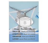 Ankiyabe Football Number Football Initial Necklace with Message Card You're Braver than You Believe Jersey Number Necklace Inspirational Gift for Men, Stainless Steel, No Gemstone
