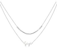 Ankiyabe Grandma Gift Double Layered I Love You Morse Code Necklace with Nana Gigi Mimi Pendant Secret Message Jewelry for Grandmother, Standard, Metal, No Gemstone