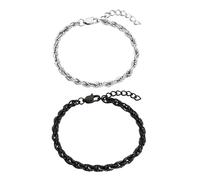 Ankiyabe Matching Couples Cuban Link Bracelet Twist Rope Chain Bracelet for Love Couples Distance Relationship Gifts for Him Her Best Friend, M, Stainless Steel, no gemstone
