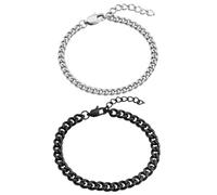 Ankiyabe Matching Couples Cuban Link Bracelet Twist Rope Chain Bracelet for Love Couples Distance Relationship Gifts for Him Her Best Friend, Medium, Stainless Steel, no gemstone