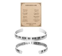 Ankiyabe Piano Inspirational Cuff Bracelet God Says I Am Pianist Engraved Faith Bangle Gift for Music Teachers Students Musicians, M, Metal, no gemstone