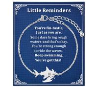 Ankiyabe Shark Bracelet with Support Message Inspirational Gift for Daughter Niece Sister Friend Dainty Ocean Jewelry, M, Metal, no gemstone