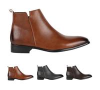 Ankle Boots for Men Lightweight Leather Boots Men's Short Boots Low Faux Leather Leather Boots Business Classic Hiking Shoes Short Shoes Western Boots Large Sizes Men's Depth, brown, 13.5 UK