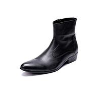 Ankle Boots For Men Men Animal Pattern Zip Boots Business Club Office For Show Pure Leather The First Layer Of Cowhide(Black Vamp,3.5 UK)