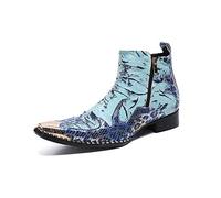 Ankle Boots For Men Mens Zip Captoe Printed Boots Holiday For Business Genuine Leather The First Layer Of Cowhide Pure Leather(10.5 UK)