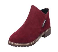 Ankle Boots For Men Uk Suede Side Zipper Booties Confidently Chic Relaxation Low-Cut Boot Basic-Fit Round Toe Ankle Boot Autumn And Winter Holiday Trips Women'S Shoes Casual Retro Shoe