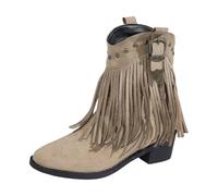 Ankle Boots for Women Chelsea Boots for Women UK Solid Color Chunky Heel Round Toe Casual Ankle Shoes Flat Bottom Fashion Short Heel Zipper Shoes Foot Boot Broken Toe (Khaki,4)