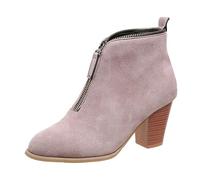 Ankle Boots for Women Chelsea Boots Women Jean Shoes for Shoes Side Zipper Ankle Short Single Ladies Casual Flat Suede (White,5)
