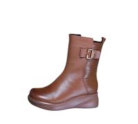 Ankle Boots for Women Chelsea Boots Women Shoes for Booties Flat Heel Side Zipper Autumn and Winter Velvet Leather Ankle Shoes Boot Trees (Brown,4.5)