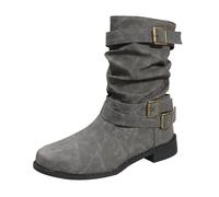 Ankle Boots for Women Ladies Low Heel Mid Tube Knights Boots - Vintage Leather Steampunk Booties - Knee High Wide Calf Shoes Renaissance Cosplay Booties Walking Shoes for Women UK